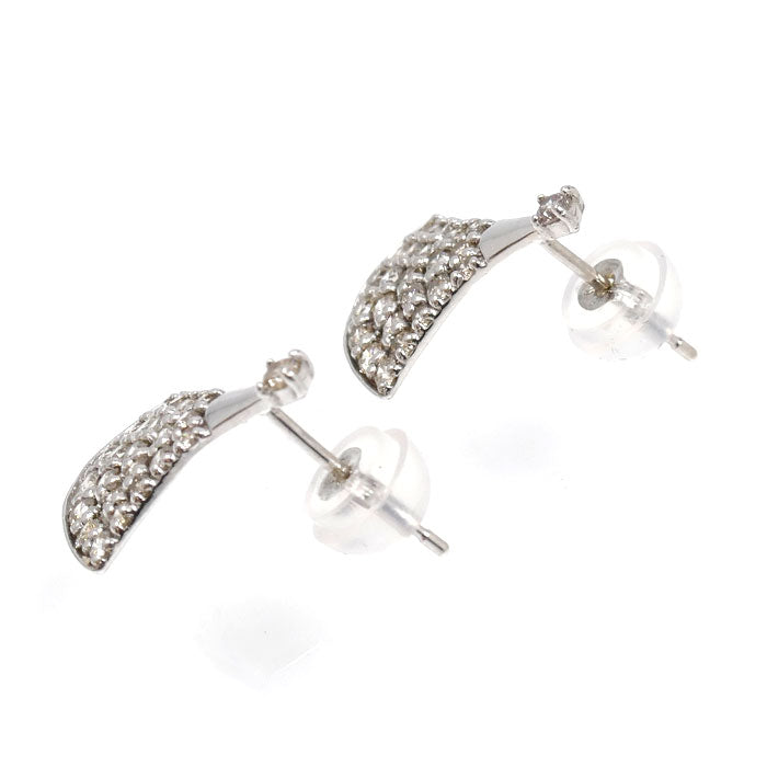 K18WG ホワイトゴールド 扇モチーフ ピアス ダイヤモンド0.30ct/0.30ct 1.2g レディース【中古】