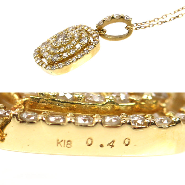 K18YG イエローゴールド ネックレス ダイヤモンド0.40ct 1.7g 40cm レディース【中古】