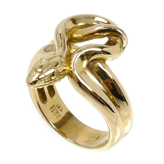 K18YG イエローゴールド ヘビ リング・指輪 9号 7.7g レディース【中古】
