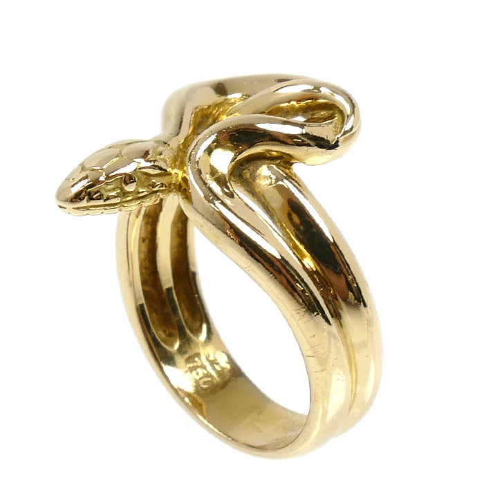 K18YG イエローゴールド ヘビ リング・指輪 9号 7.7g レディース【中古】