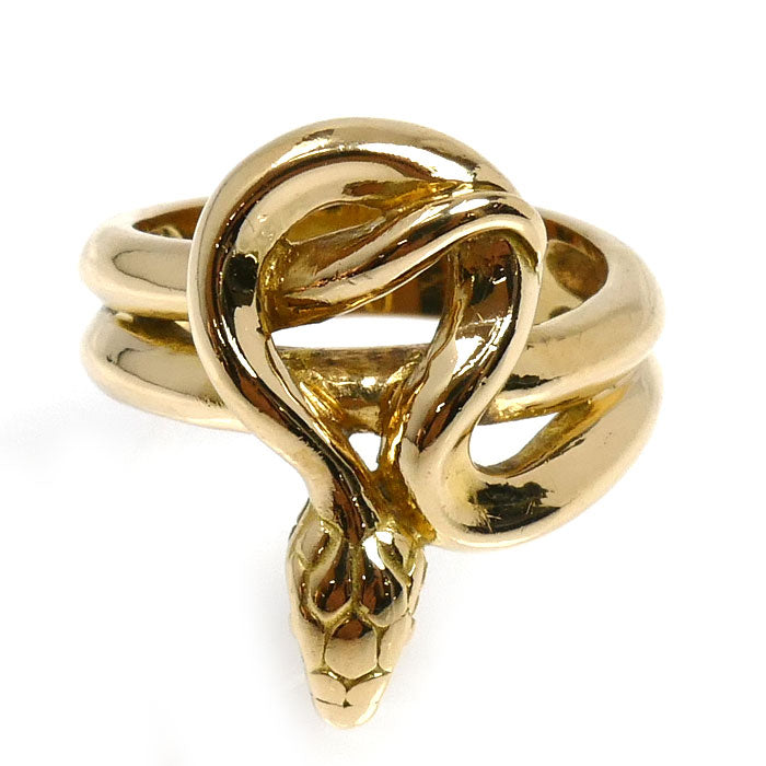 K18YG イエローゴールド ヘビ リング・指輪 9号 7.7g レディース【中古】