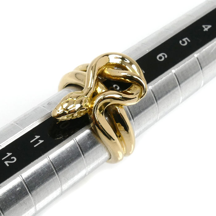 K18YG イエローゴールド ヘビ リング・指輪 9号 7.7g レディース【中古】