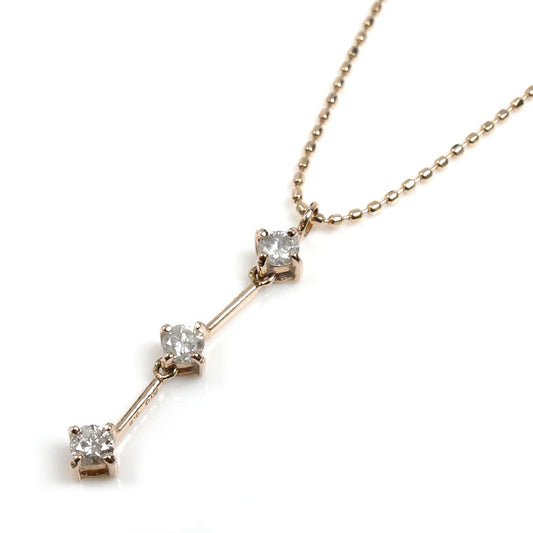 K10PG ピンクゴールド ネックレス ダイヤモンド0.20ct 1.3g 40cm レディース【中古】