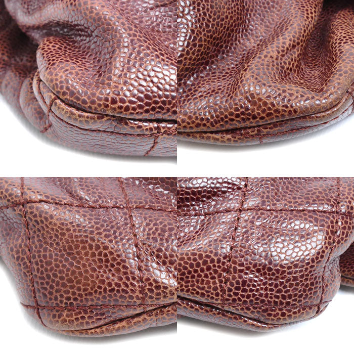 CHANEL シャネル キャビアスキン Wチェーンショルダー ショルダーバッグ ブラウン A67317 レディース【中古】