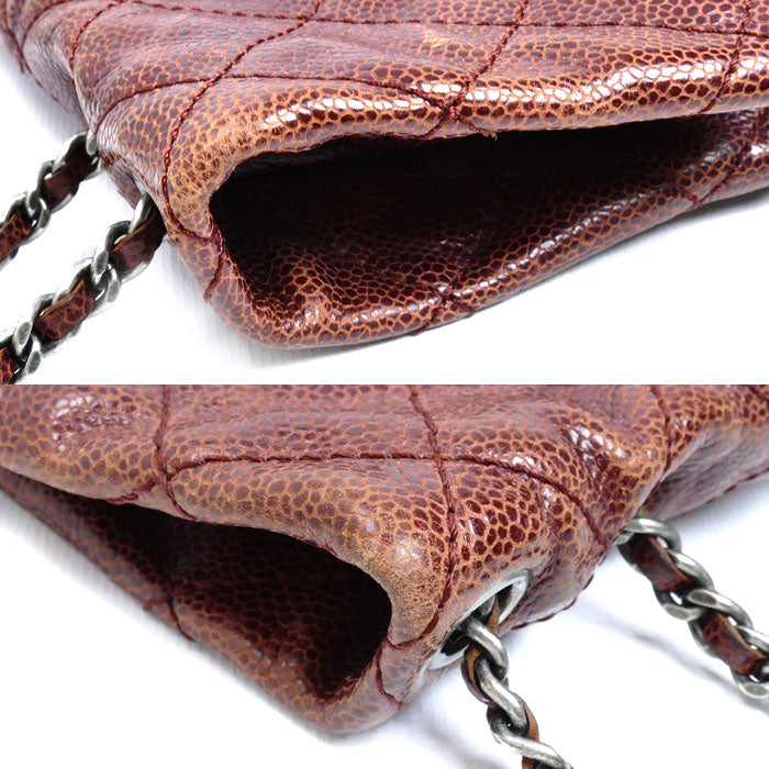 CHANEL シャネル キャビアスキン Wチェーンショルダー ショルダーバッグ ブラウン A67317 レディース【中古】