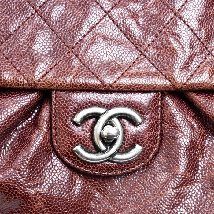 CHANEL シャネル キャビアスキン Wチェーンショルダー ショルダーバッグ ブラウン A67317 レディース【中古】