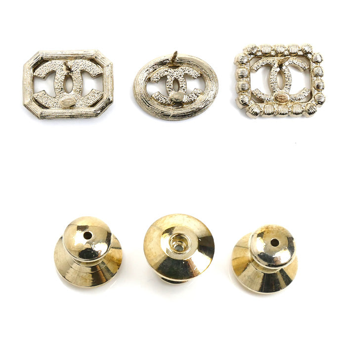 CHANEL シャネル メタル ラインストーン ココマーク 3点セット ブローチ レディース【中古】【美品】