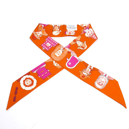 HERMES エルメス ツィリー DRESS CODE スカーフ オレンジ H063780S レディース【中古】【美品】