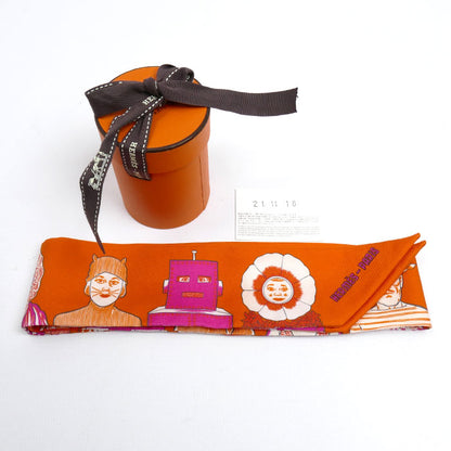 HERMES エルメス ツィリー DRESS CODE スカーフ オレンジ H063780S レディース【中古】【美品】