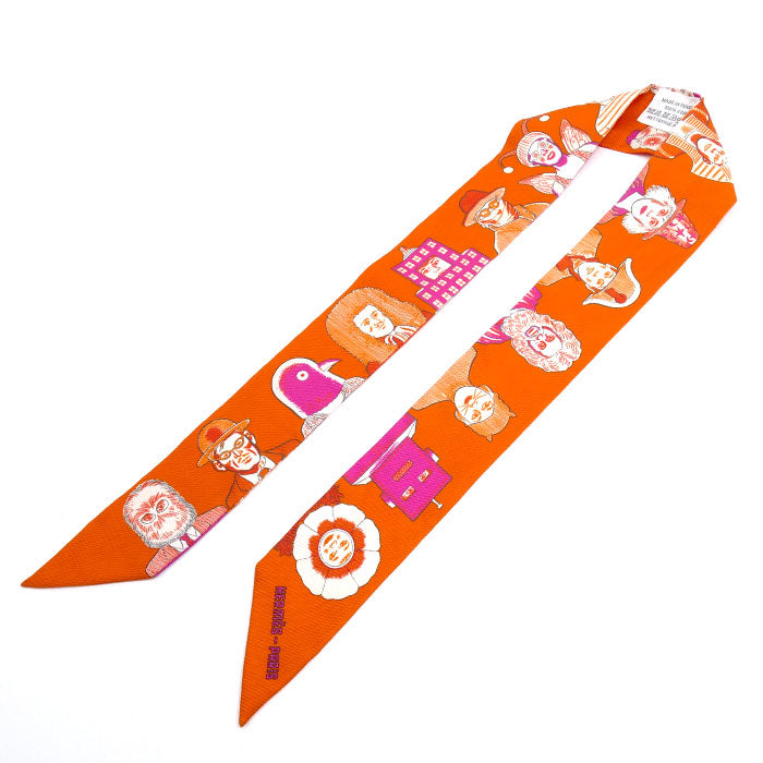 HERMES エルメス ツイリー DRESS CODE スカーフ オレンジ H063780S レディース【中古】【美品】