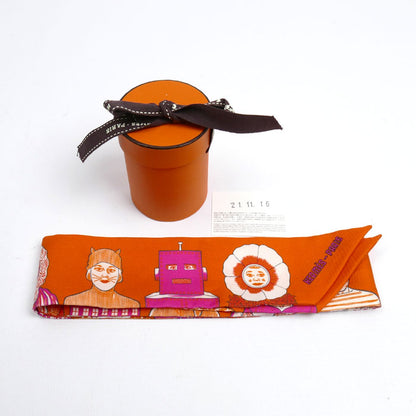 HERMES エルメス ツイリー DRESS CODE スカーフ オレンジ H063780S レディース【中古】【美品】