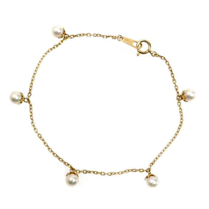 K18YG イエローゴールド パール付 ブレスレット パール約4.8mm 2.8g 18cm レディース【中古】