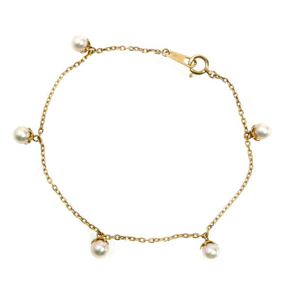 K18YG イエローゴールド パール付 ブレスレット パール約4.8mm 2.8g 18cm レディース【中古】