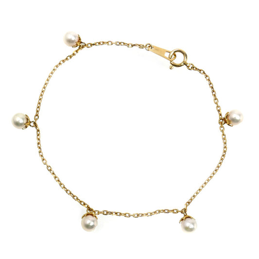 K18YG イエローゴールド パール付 ブレスレット パール約4.8mm 2.8g 18cm レディース【中古】