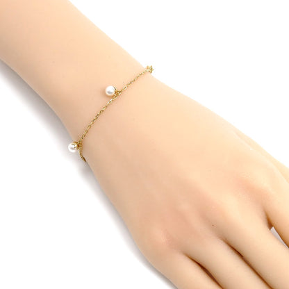 K18YG イエローゴールド パール付 ブレスレット パール約4.8mm 2.8g 18cm レディース【中古】