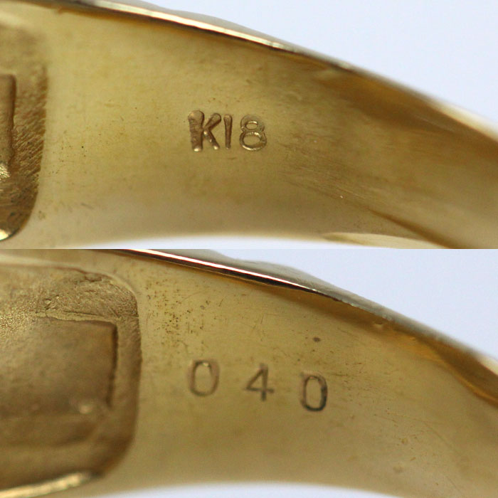 K18YG イエローゴールド リング・指輪 ダイヤモンド0.40ct 18.5号 8.1g メンズ【中古】