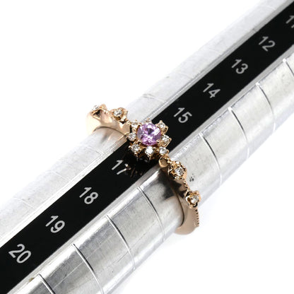 ESTELLE K18PG ピンクゴールド リング・指輪 ピンクサファイア ダイヤモンド 16号 2.7g レディース【中古】