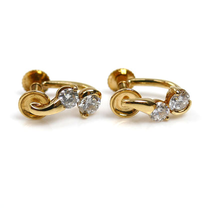 K18YG イエローゴールド イヤリング ダイヤモンド0.25ct/0.25ct 1.8g ネジ式 レディース【中古】