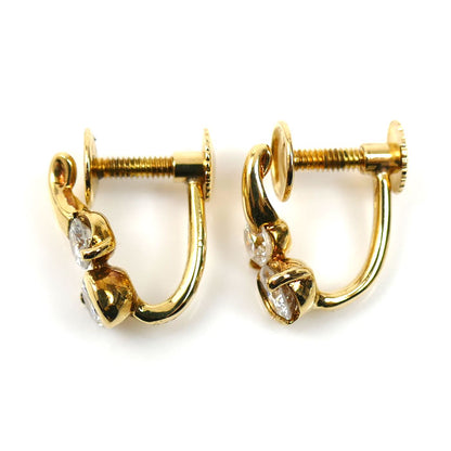 K18YG イエローゴールド イヤリング ダイヤモンド0.25ct/0.25ct 1.8g ネジ式 レディース【中古】