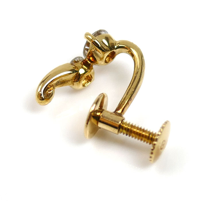 K18YG イエローゴールド イヤリング ダイヤモンド0.25ct/0.25ct 1.8g ネジ式 レディース【中古】