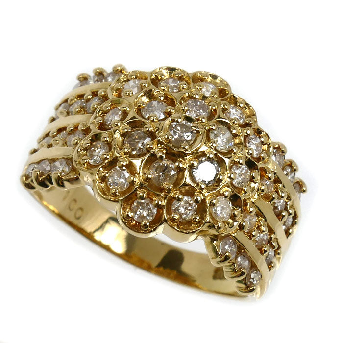 K18YG イエローゴールド リング・指輪 ダイヤモンド1.00ct 13号 4.6g レディース【中古】