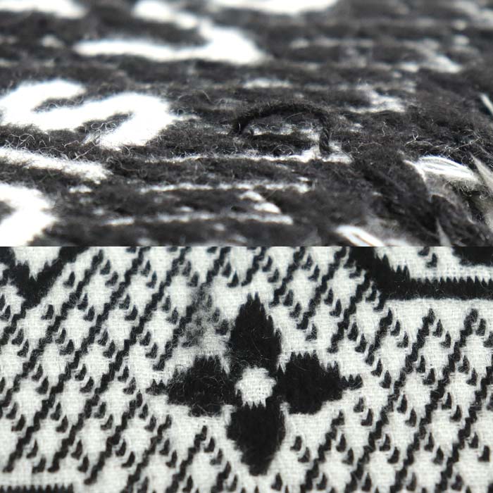 LOUIS VUITTON ルイ・ヴィトン エシャルプLV トゥジュール マフラー ブラック ホワイト M77406 PI1221 ユニセックス【中古】