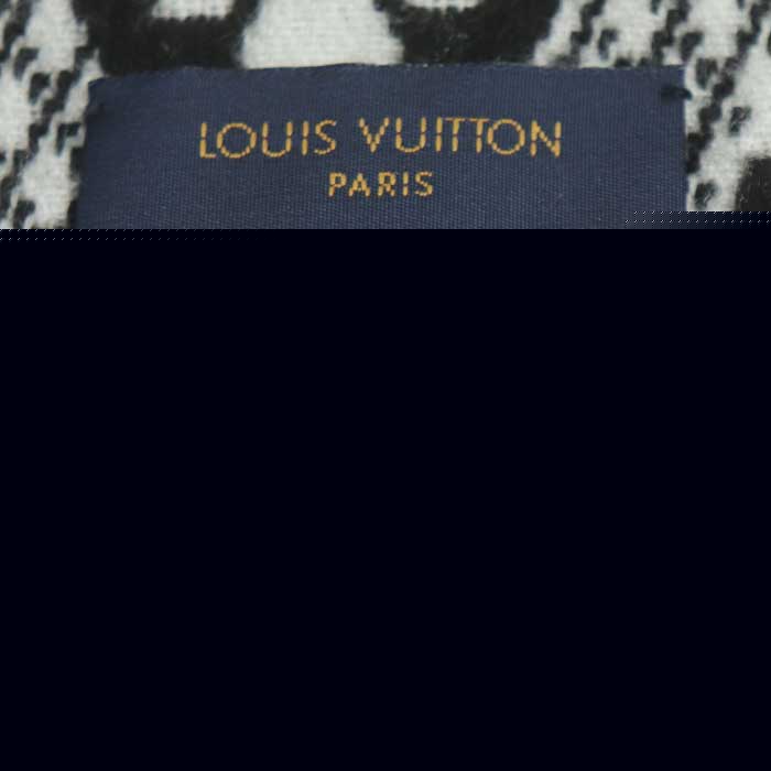 LOUIS VUITTON ルイ・ヴィトン エシャルプLV トゥジュール マフラー ブラック ホワイト M77406 PI1221 ユニセックス【中古】
