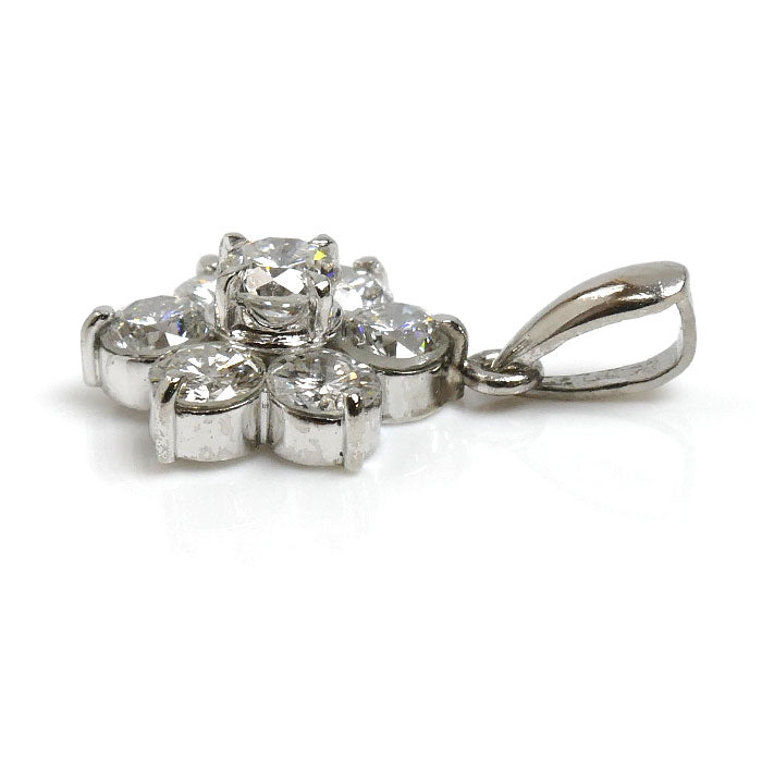 Pt900プラチナ ペンダントトップ ダイヤモンド1.01ct 1.4g フラワー レディース【中古】
