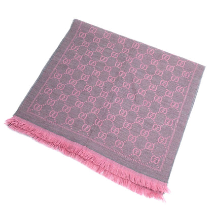 GUCCI グッチ マフラー GG柄 グレー ピンク【中古】【美品】