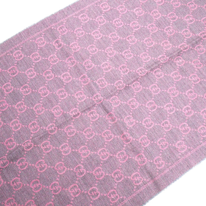 GUCCI グッチ マフラー GG柄 グレー ピンク【中古】【美品】