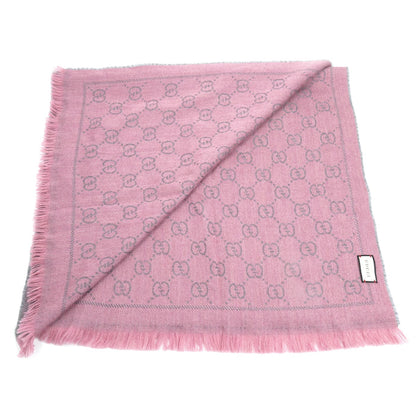 GUCCI グッチ マフラー GG柄 グレー ピンク【中古】【美品】