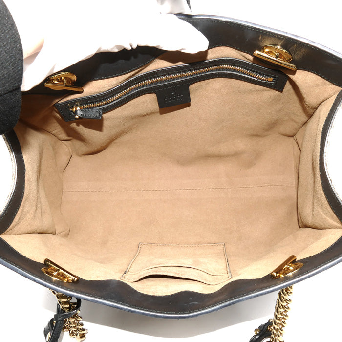 GUCCI グッチ パドロック　GG ミディアム ショルダーバッグ ベージュ ブラック 479197【中古】