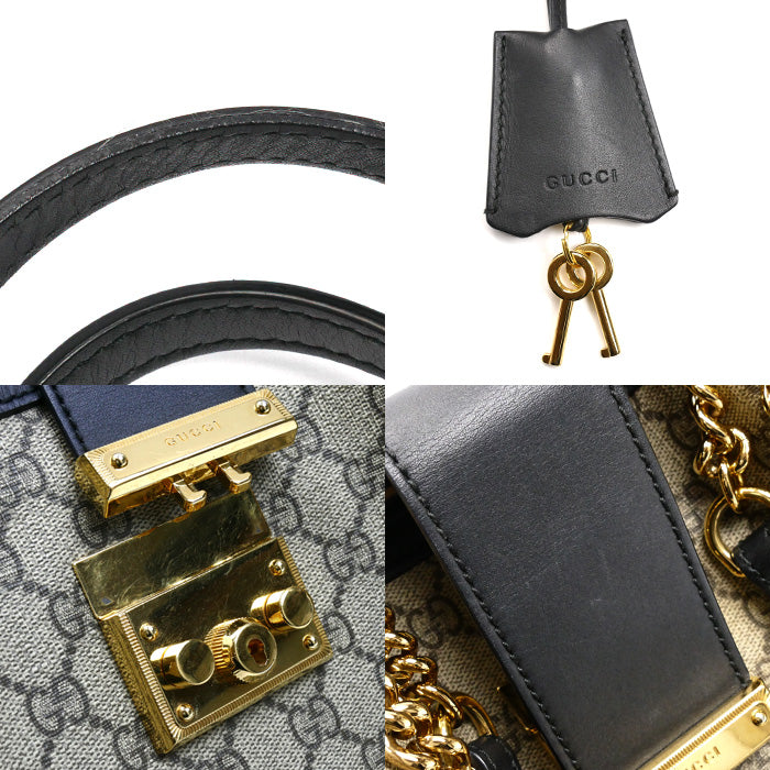GUCCI グッチ パドロック　GG ミディアム ショルダーバッグ ベージュ ブラック 479197【中古】