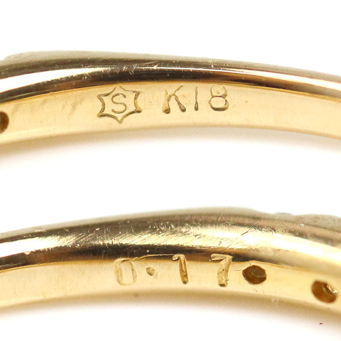 K18YG イエローゴールド リング・指輪 ダイヤモンド0.17ct 4号 1.0g ピンキー レディース【中古】