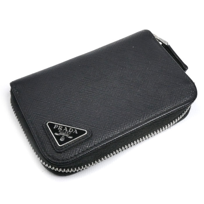 PRADA プラダ サフィアーノ トライアングル ロゴ コインケース ブラック 2MM358 QHH F0002 ユニセックス【中古】
