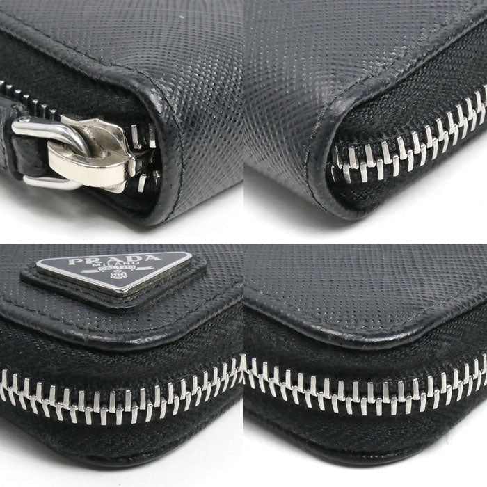 PRADA プラダ サフィアーノ トライアングル ロゴ コインケース ブラック 2MM358 QHH F0002 ユニセックス【中古】