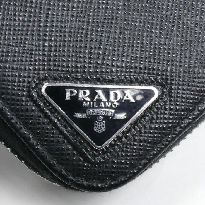 PRADA プラダ サフィアーノ トライアングル ロゴ コインケース ブラック 2MM358 QHH F0002 ユニセックス【中古】