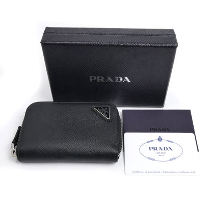 PRADA プラダ サフィアーノ トライアングル ロゴ コインケース ブラック 2MM358 QHH F0002 ユニセックス【中古】