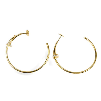 CARTIER カルティエ K18YG イエローゴールド ジュスト アン クル フープ イヤリング ラージ ピアス CRB8301225 ダイヤモンド 10.5g レディース【中古】