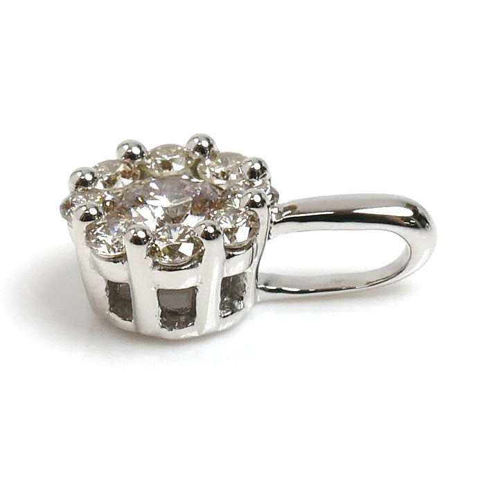 K18WG ホワイトゴールド ペンダントトップ ダイヤモンド0.20ct 0.6g フラワー レディース【中古】【美品】