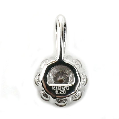 K18WG ホワイトゴールド ペンダントトップ ダイヤモンド0.20ct 0.6g フラワー レディース【中古】【美品】