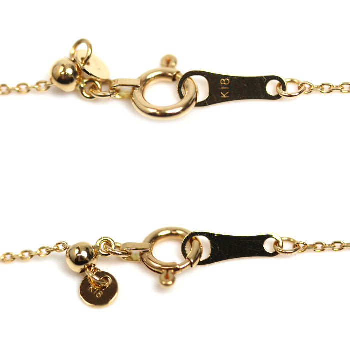 K18YG イエローゴールド ネックレス 小豆 1.4g ～50cm フリーチェーン レディース【中古】