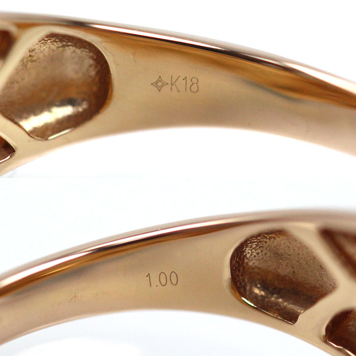 GSTV K18PG ピンクゴールド リング・指輪 ダイヤモンド1.00ct 15号 4.9g レディース【中古】【美品】