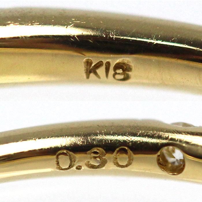 K18YG イエローゴールド ハーフエタニティ リング・指輪 ダイヤモンド0.30ct 11.5号 1.3g レディース【中古】