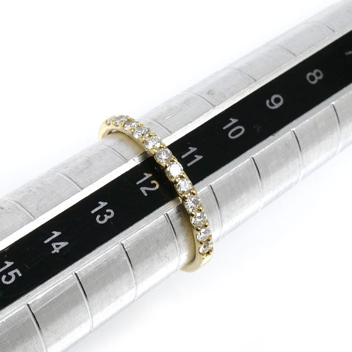 K18YG イエローゴールド ハーフエタニティ リング・指輪 ダイヤモンド0.30ct 11.5号 1.3g レディース【中古】