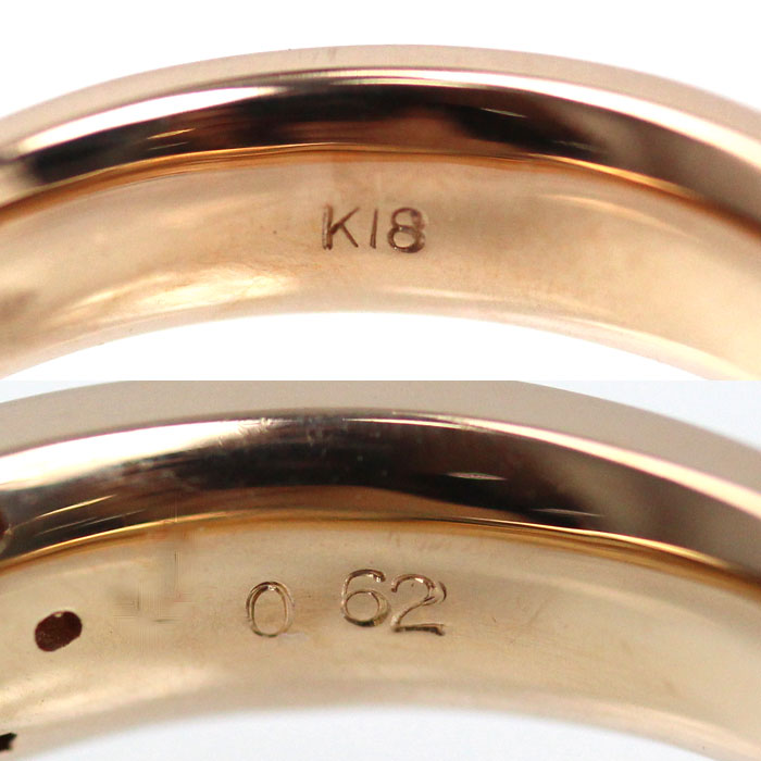 K18PG ピンクゴールド リング・指輪 ダイヤモンド0.62ct 14号 6.1g レディース【中古】