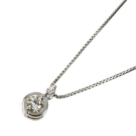PT900/850 ネックレス ダイヤモンド0.22ct/0.02ct 3.1g ～45cm フリーチェーン レディース【中古】