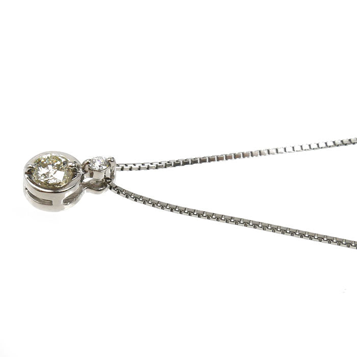 PT900/850 ネックレス ダイヤモンド0.22ct/0.02ct 3.1g ～45cm フリーチェーン レディース【中古】