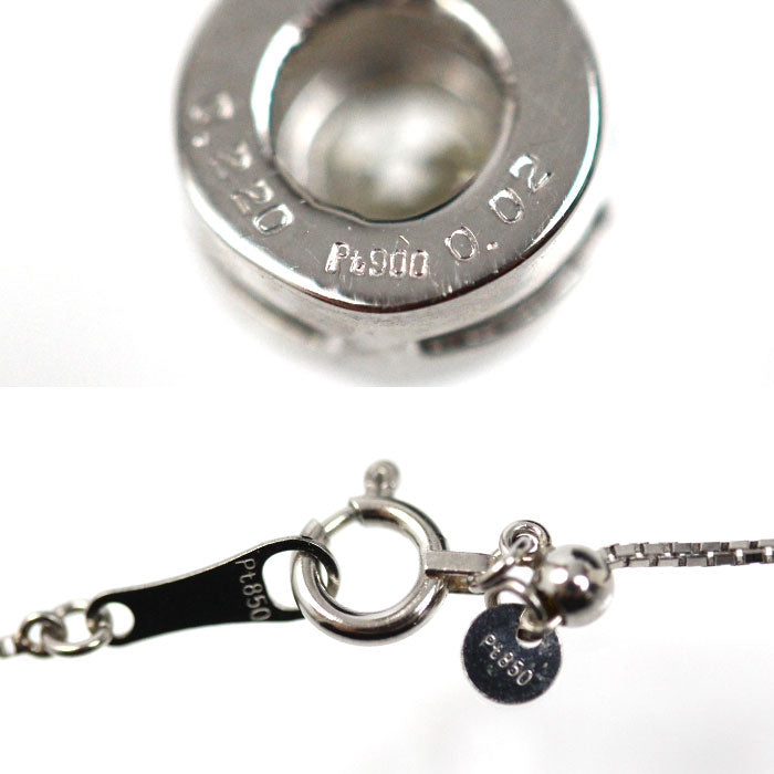 PT900/850 ネックレス ダイヤモンド0.22ct/0.02ct 3.1g ～45cm フリーチェーン レディース【中古】