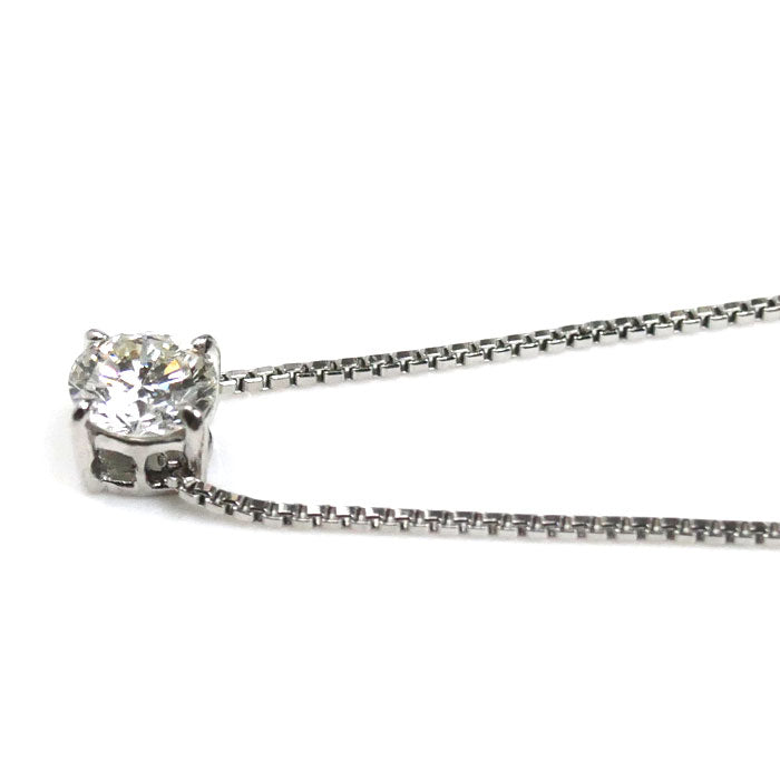 Pt850プラチナ ネックレス ダイヤモンド0.31ct 2.4g 40cm 一粒ダイヤ レディース【中古】